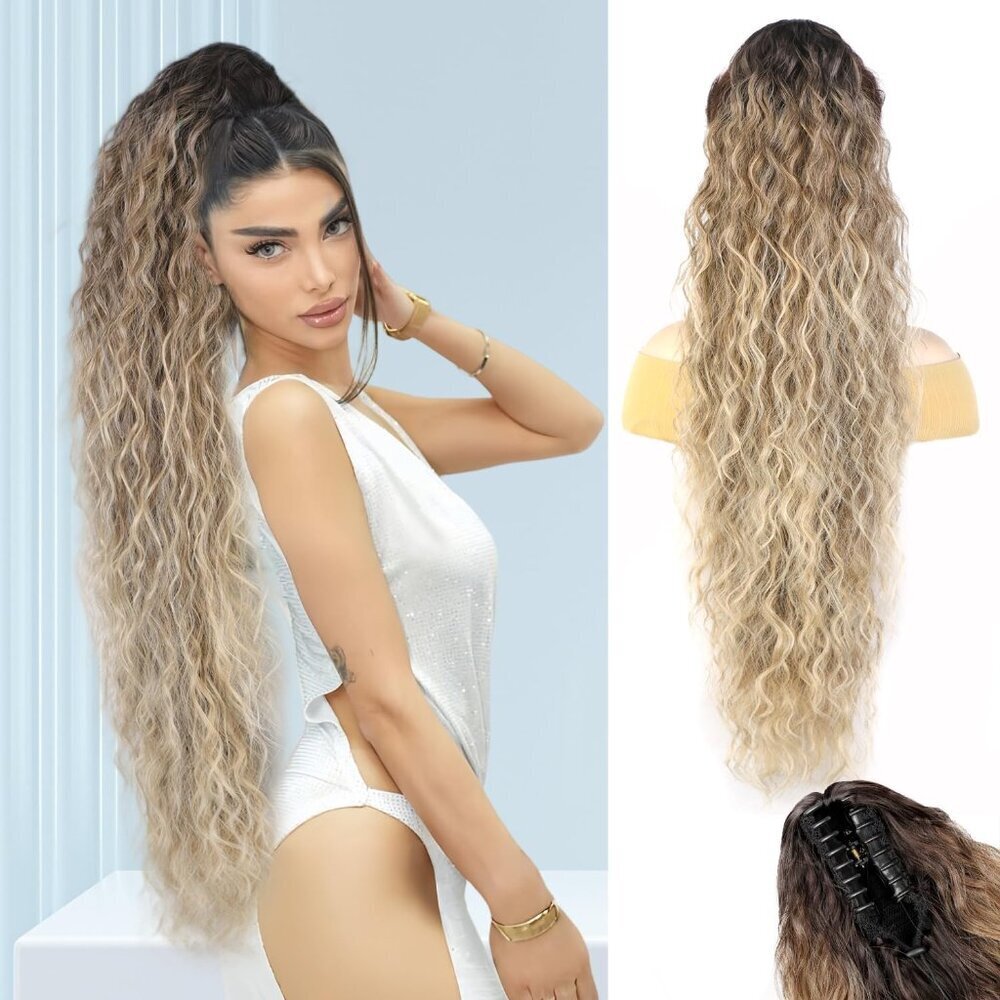 30" Long Wavy Synthetic Ponytail Extension Clip-In & Drawstring for Women
